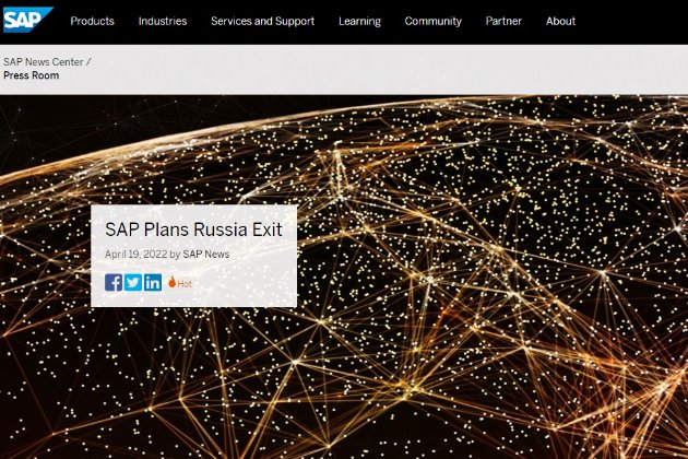 Розробник програмного забезпечення SAP остаточно виходить з ринку росії та білорусі 