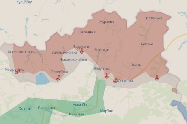 Українські військові просунулися в районі Олексіївки, відтіснивши росіян далі від Сум