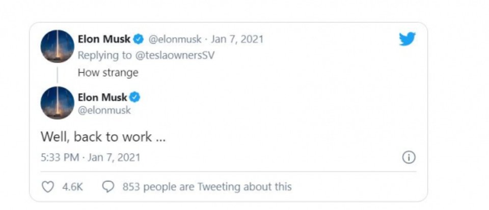 Скріншот повідомлення Маска у Twitter