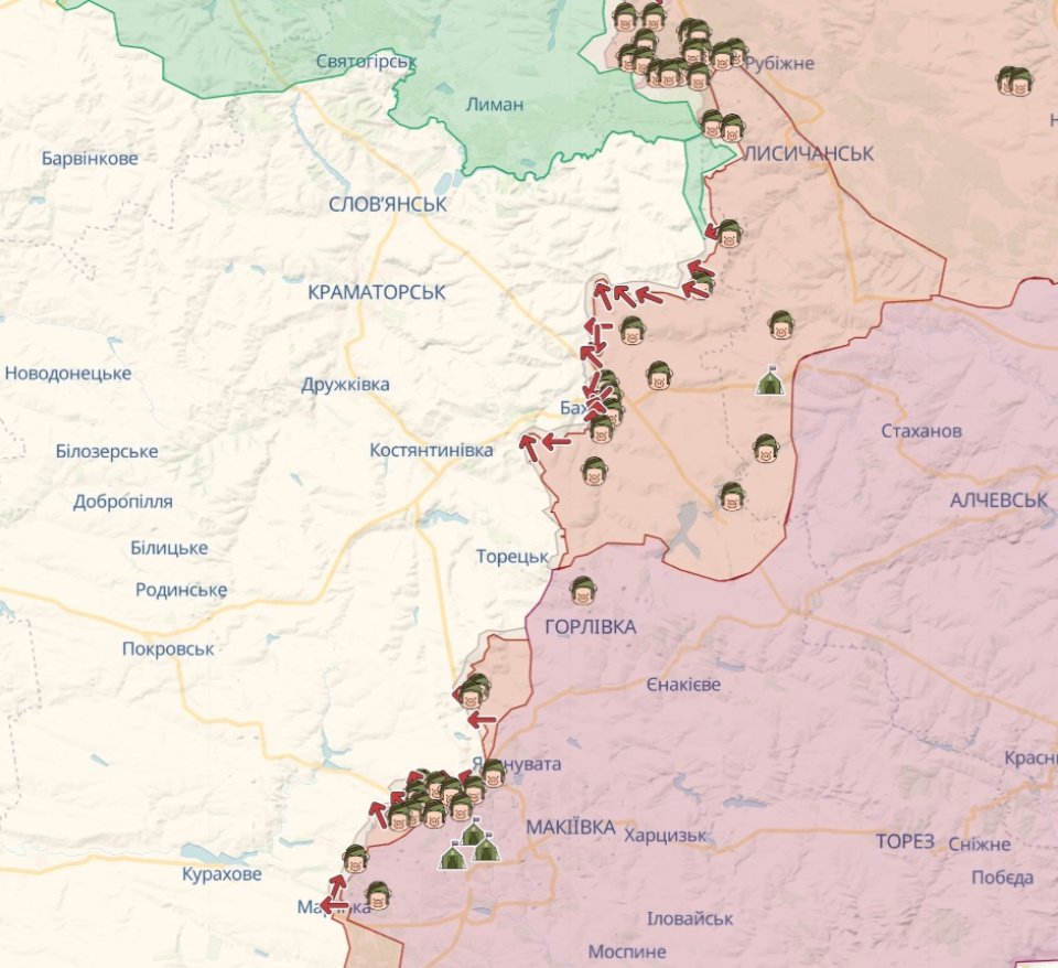 Орієнтовна лінія фронту на сході України станом на 31 січня / Deep State