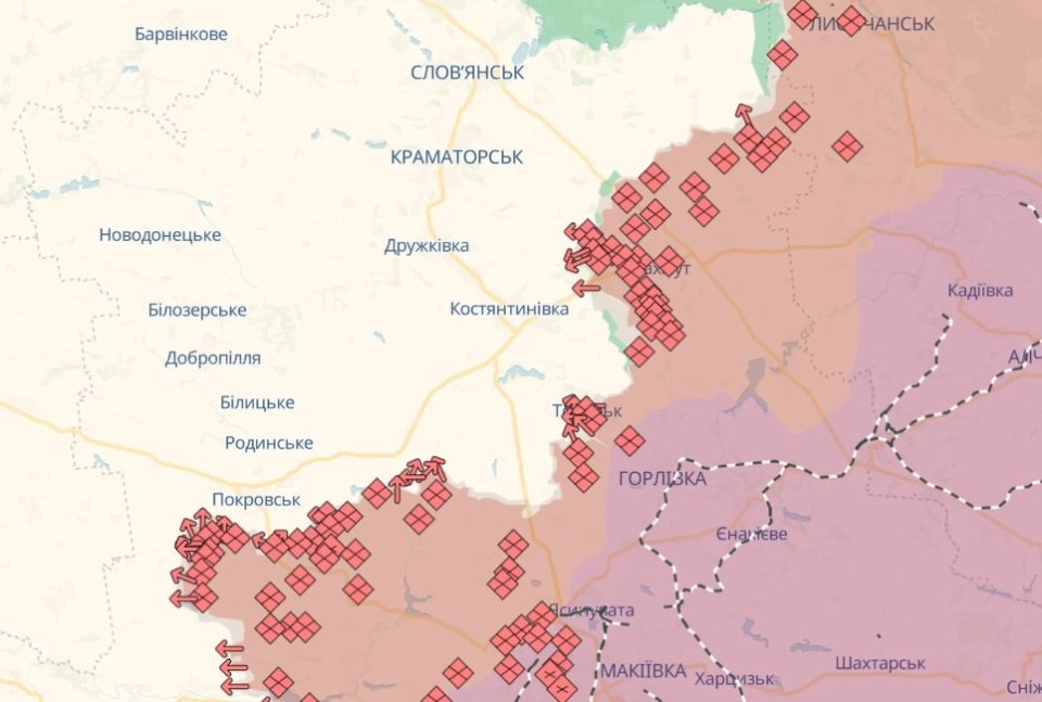 Карта бойових дій в Україні станом на 9 січня 2025 року