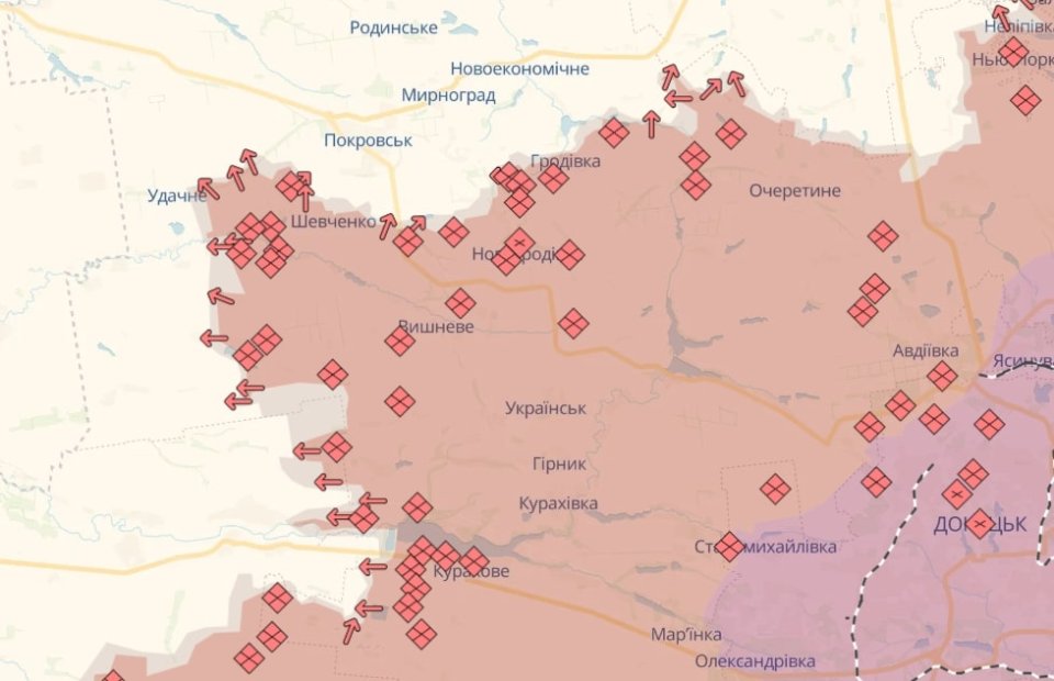 Карта бойових дій в Україні станом на 19 січня 2025 року