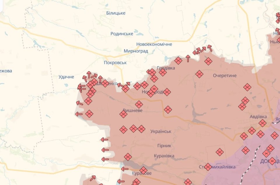 Карта бойових дій в Україні станом на 8 січня 2025 року