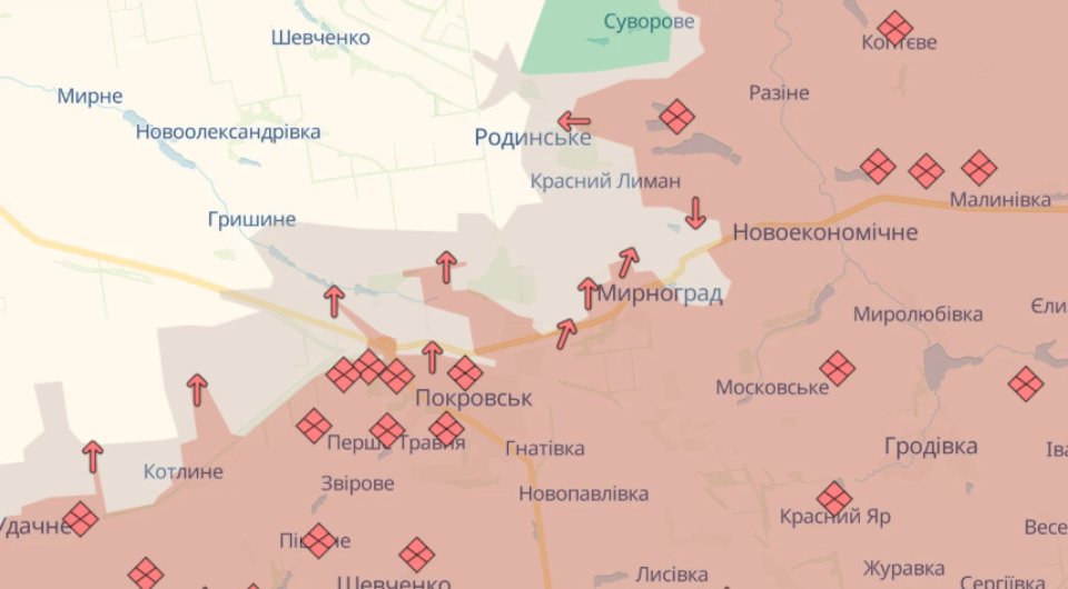 Карта бойових дій в Україні станом на 25 січня 2026 року