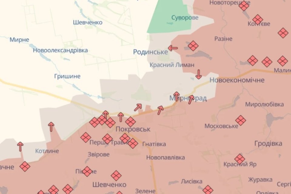 Карта бойових дій в Україні станом на 3 січня 2026 року