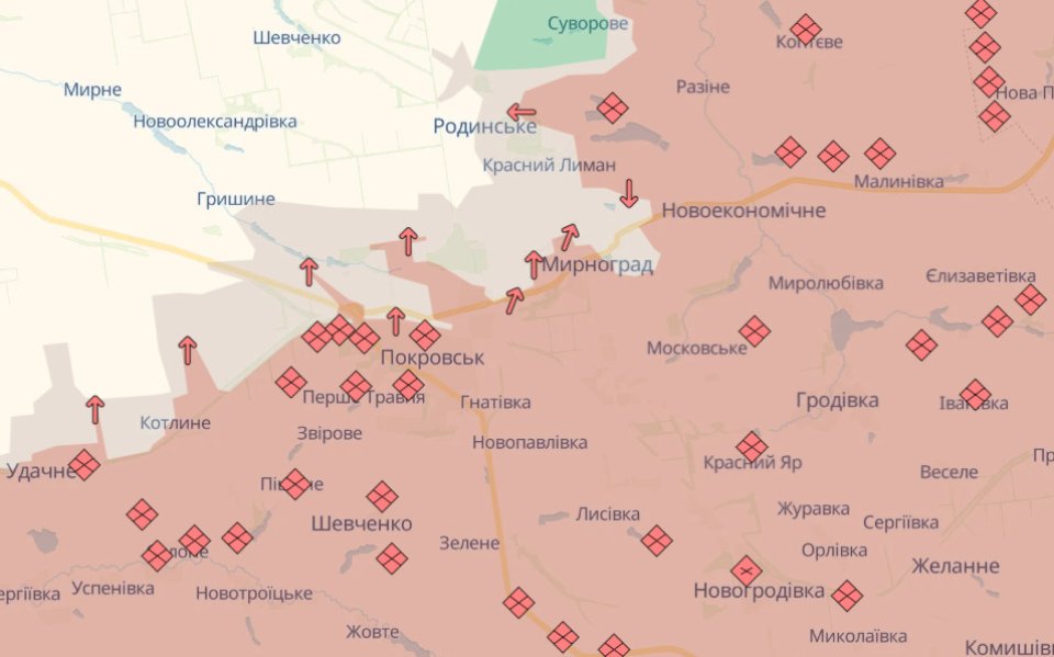 Карта бойових дій в Україні станом на 27 січня 2026 року