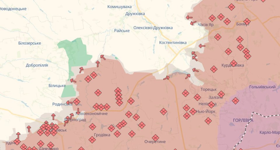 Карта бойових дій в Україні станом на 17 січня 2026 року
