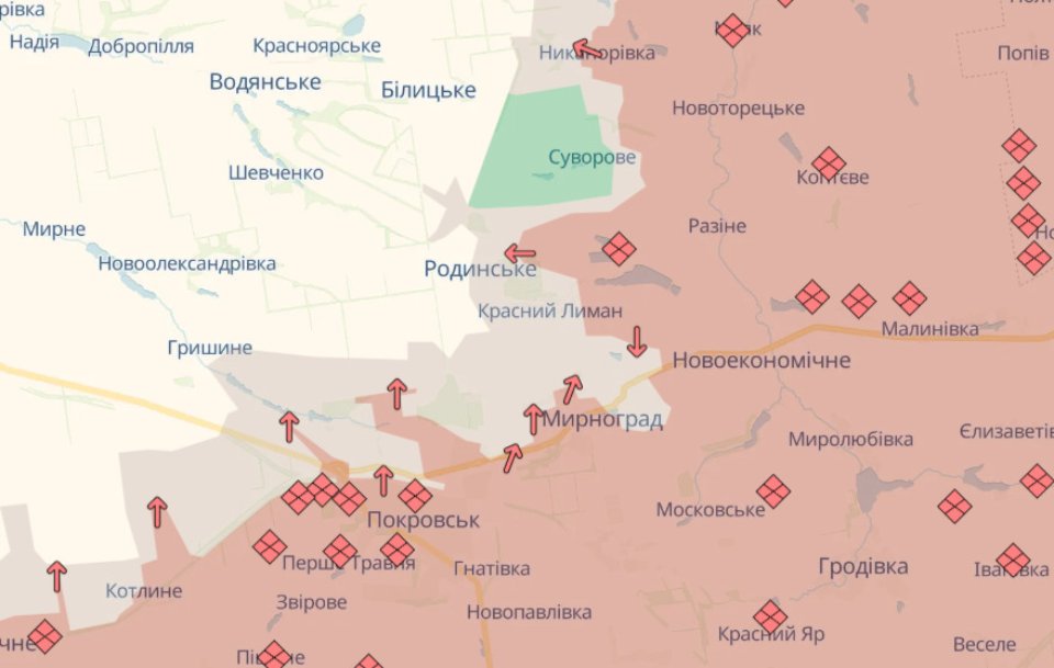 Карта бойових дій в Україні станом на 23 січня 2026 року
