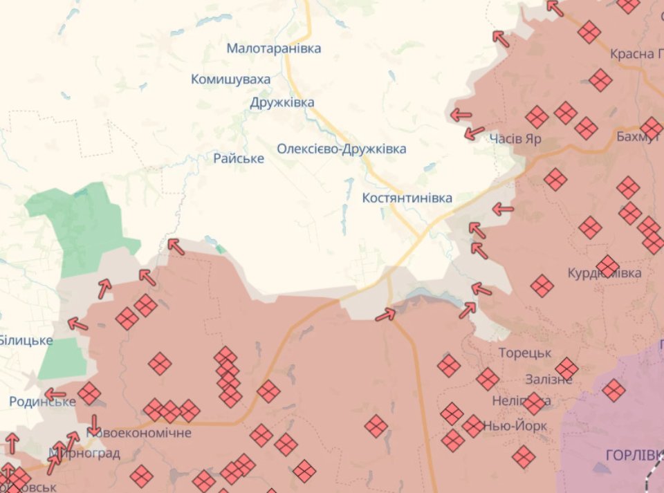 Карта бойових дій в Україні станом на 31 січня 2026 року