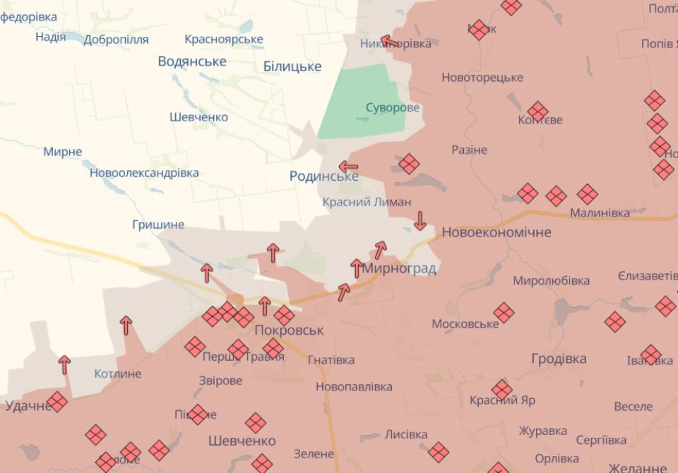 Карта бойових дій в Україні станом на 28 січня 2026 року