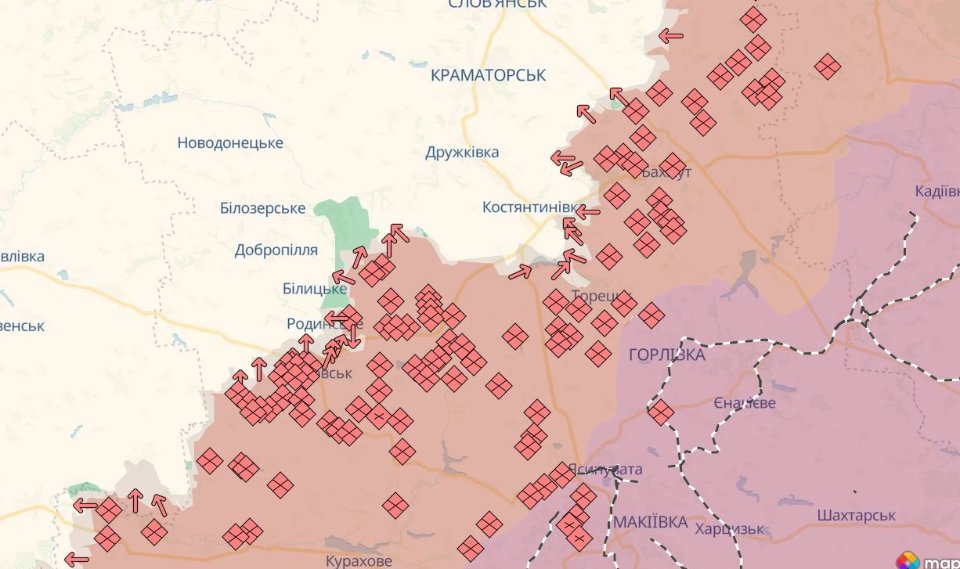 Карта бойових дій в Україні станом на 20 січня 2026 року
