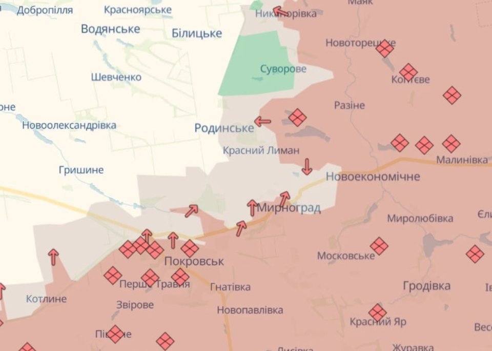 Карта бойових дій в Україні станом на 7 січня 2026 року