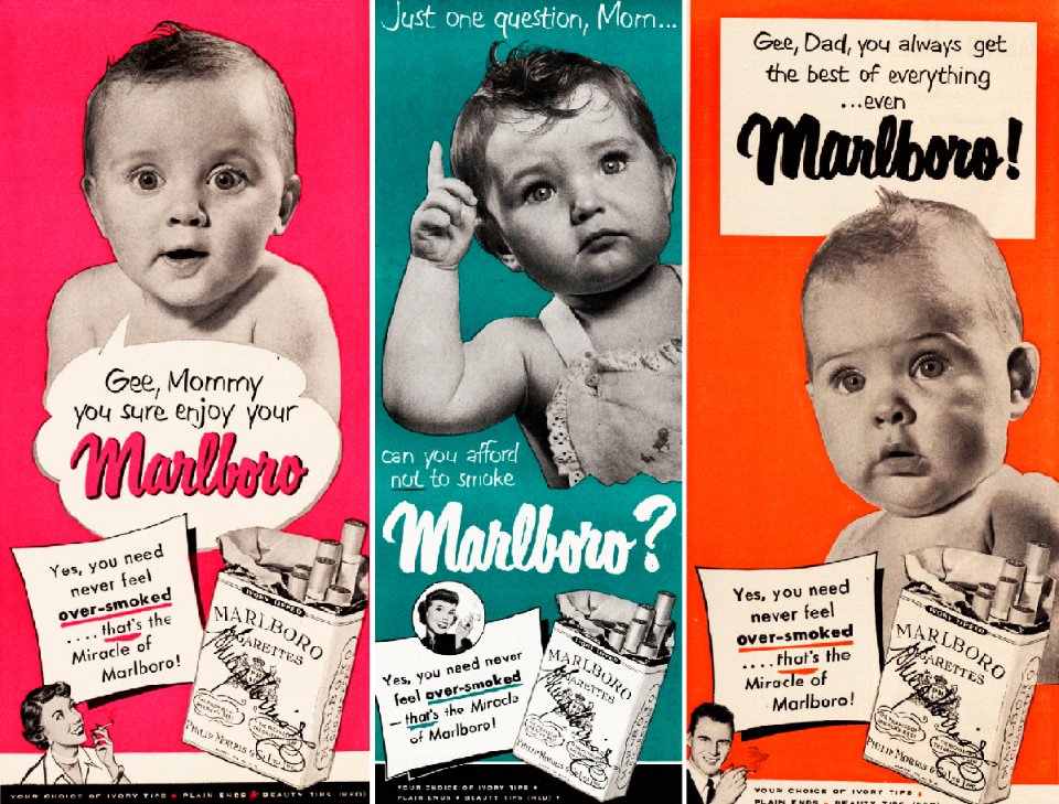 Серія рекламних постерів Marlboro з дітьми