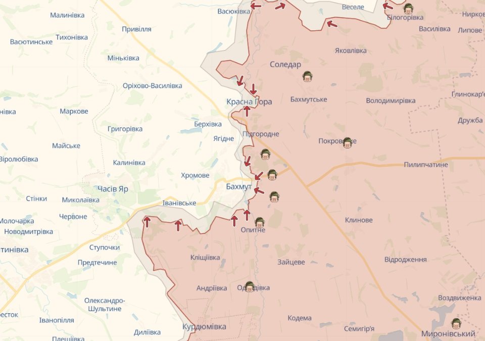 Орієнтовна лінія фронту на сході України станом на 7 лютого / Deep State