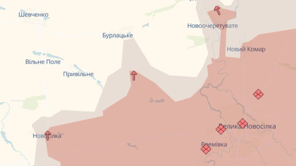 Карта бойових дій станом на 23 лютого