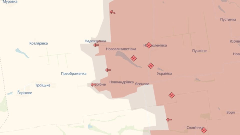 Карта бойових дій станом на 9 лютого