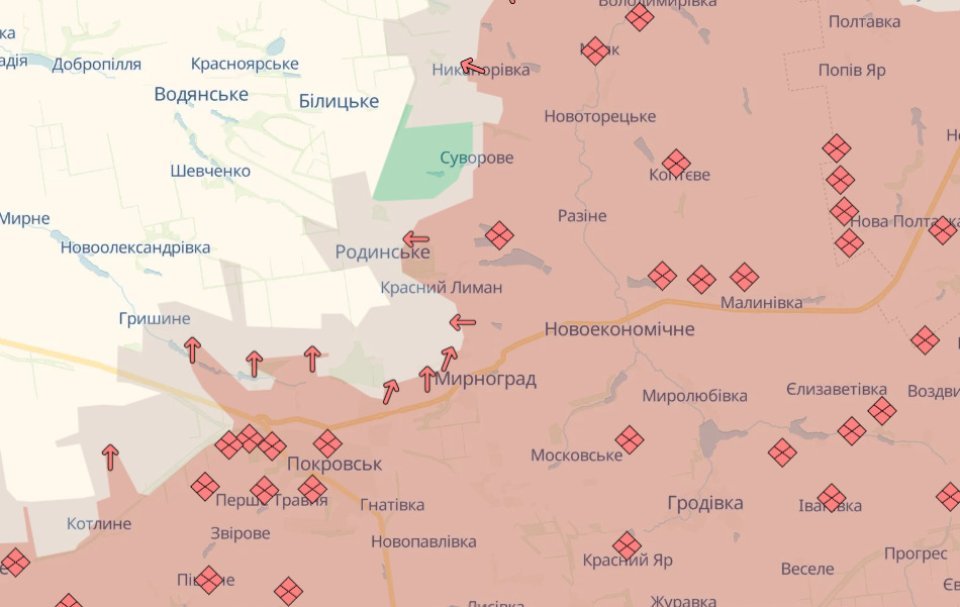 Карта бойових дій в Україні станом на 23 лютого 2026 року