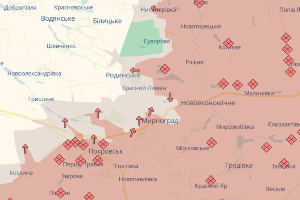 Карта бойових дій в Україні станом на 3 лютого 2026 року