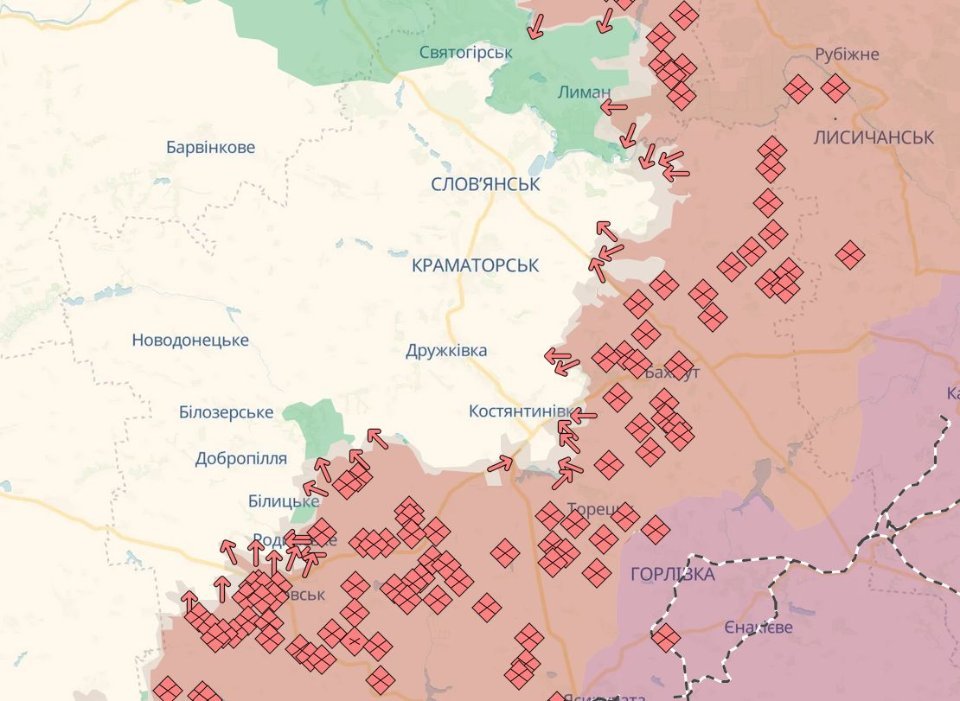 Карта бойових дій в Україні станом на 15 березня 2026 року