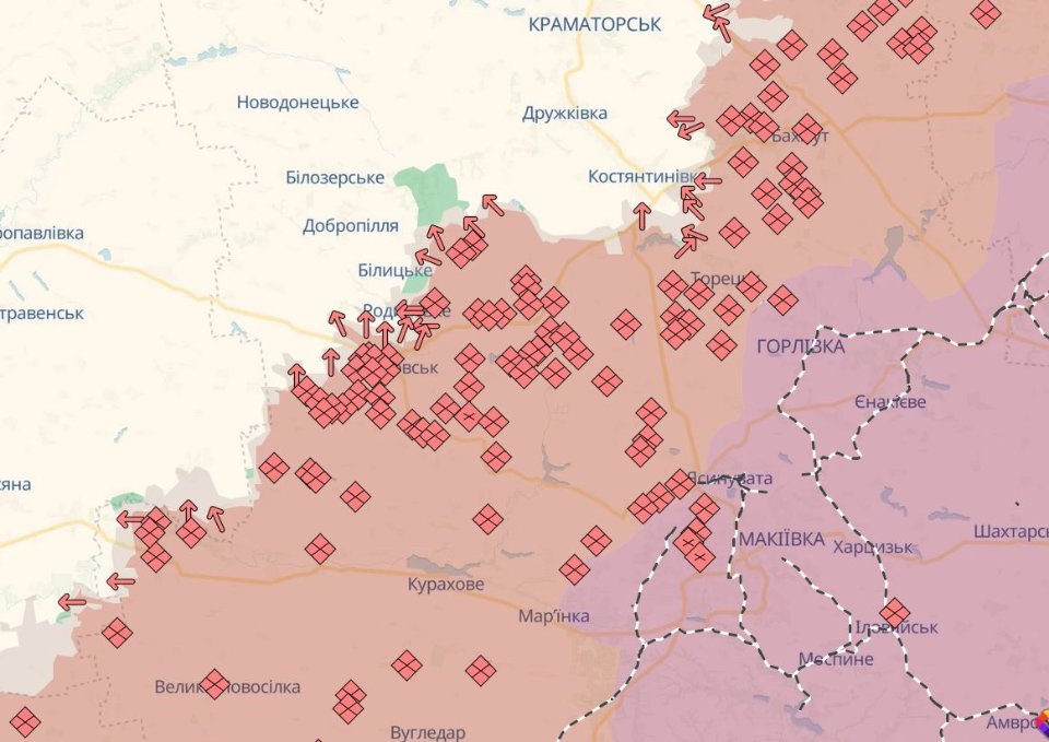 Карта бойових дій в Україні станом на 21 березня 2026 року