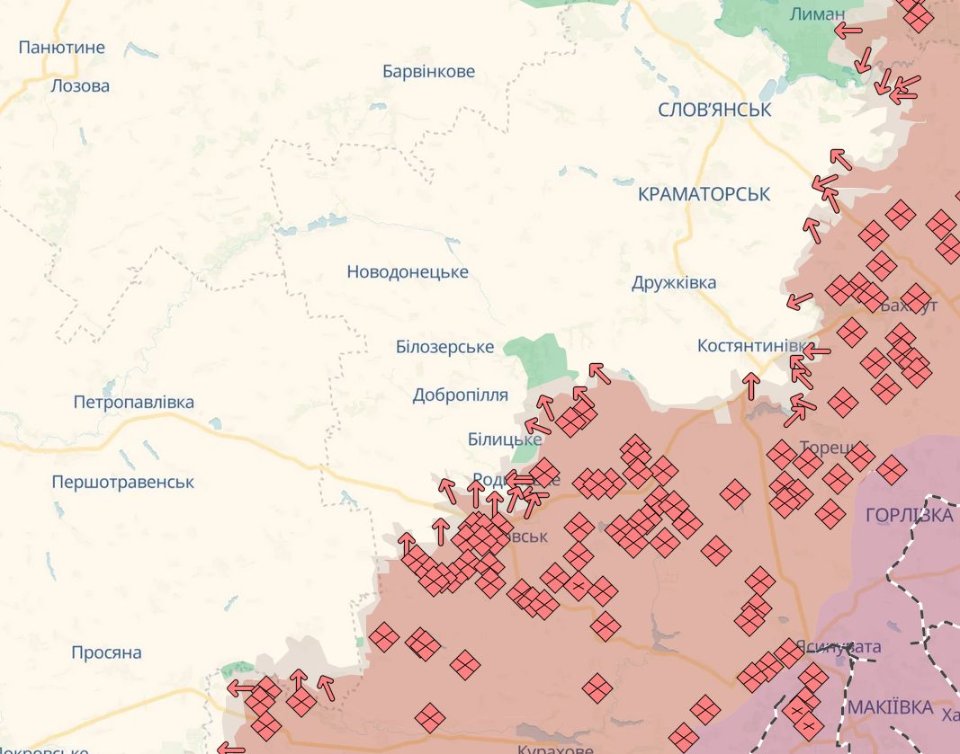 Карта бойових дій в Україні станом на 30 березня 2026 року