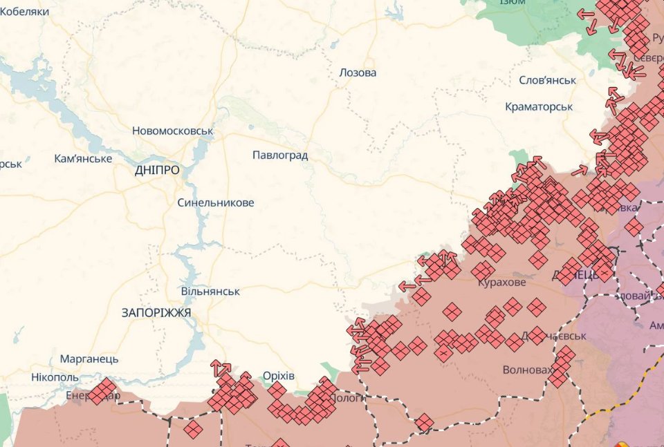 Карта бойових дій в Україні станом на 3 березня 2026 року