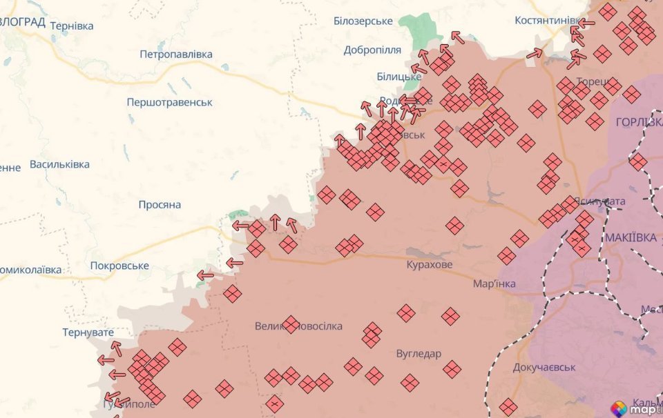 Карта бойових дій в Україні станом на 8 березня 2026 року