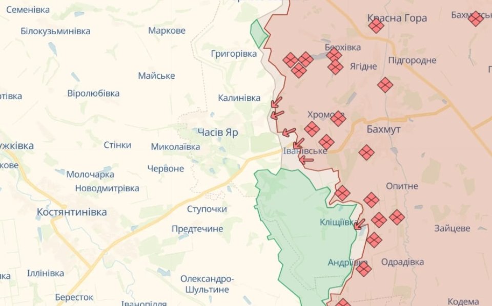Карта бойових дій в Україні станом на 1 квітня 2024 року | Chas.News