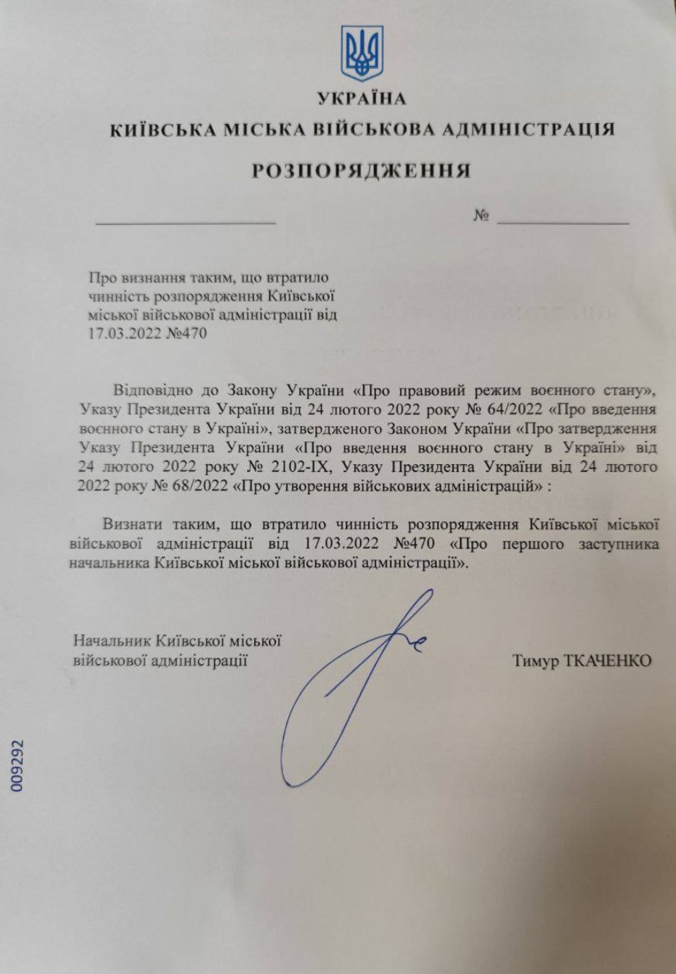 Ігнорує доручення та створює затримки. Миколу Поворозника звільнили з посади заступника очільника КМВА