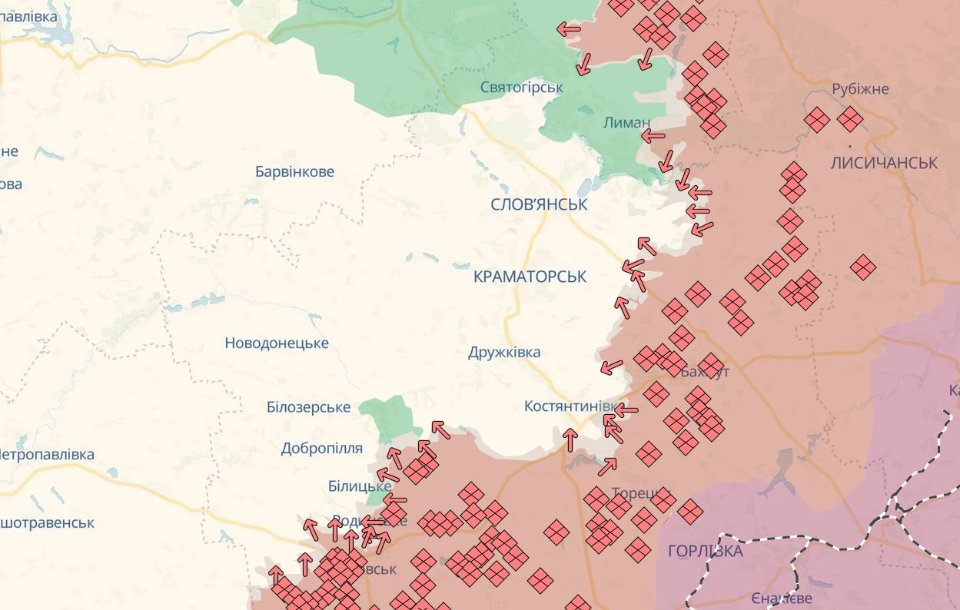 Карта бойових дій в Україні станом на 6 квітня 2026 року