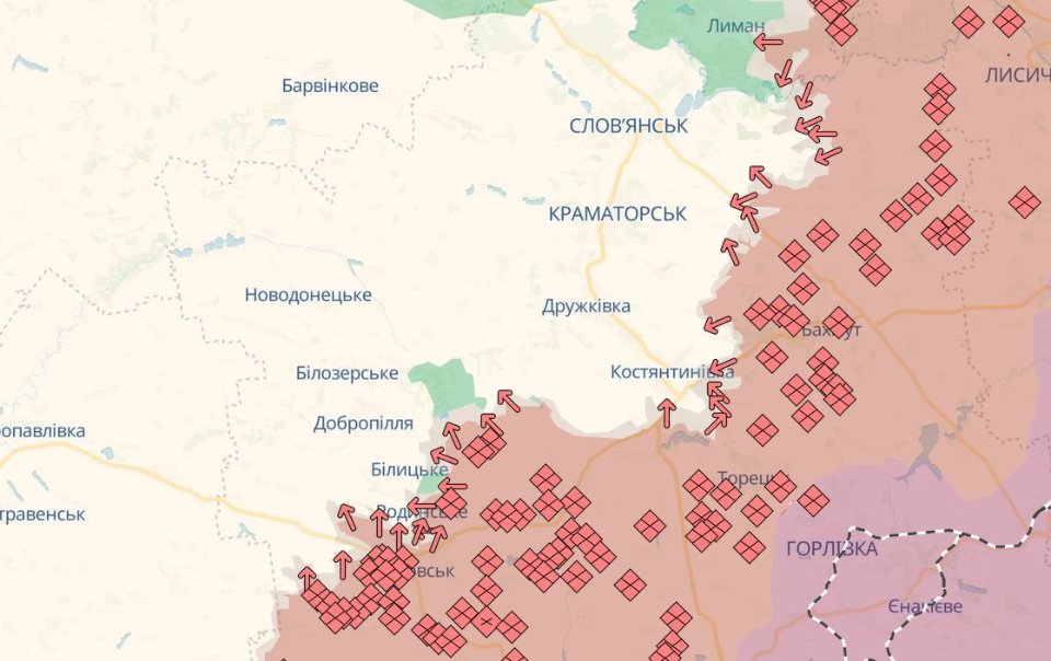 Карта бойових дій в Україні станом на 20 квітня 2026 року