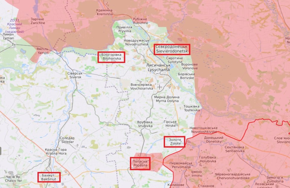 карта бойових дій на луганщині 10.05.