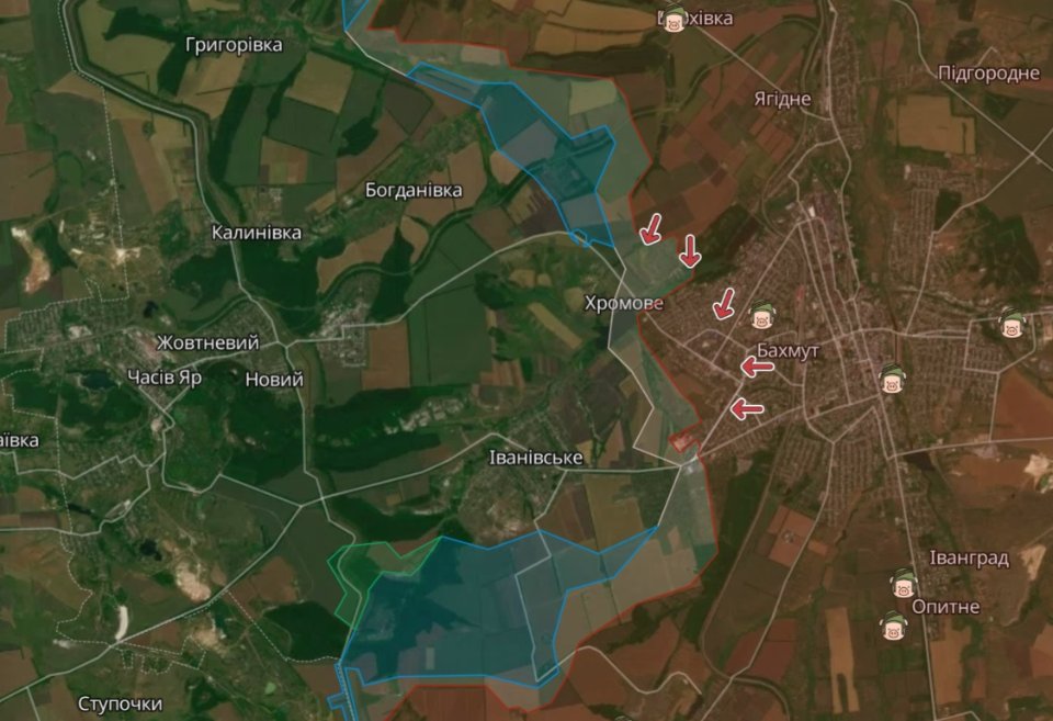 карта бойових дій бахмут 24 травня