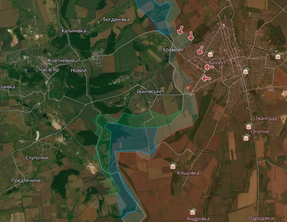 карта бойових дій Бахмут 27 травня