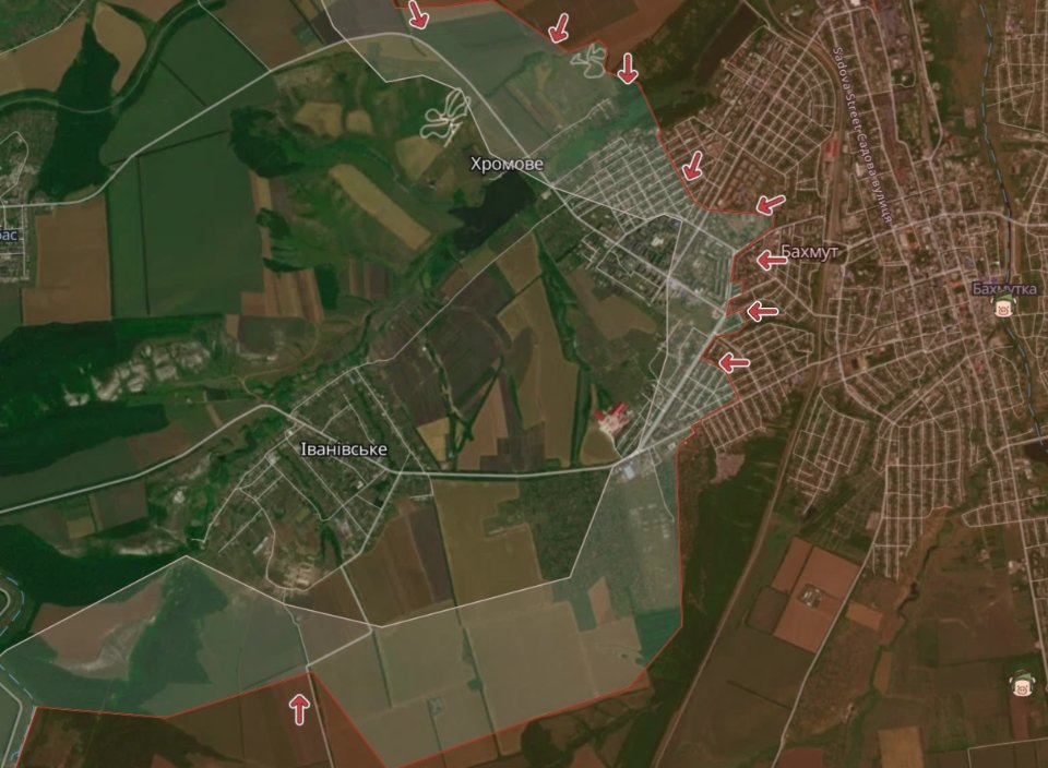 Карта бойових дій Бахмут 6 травня