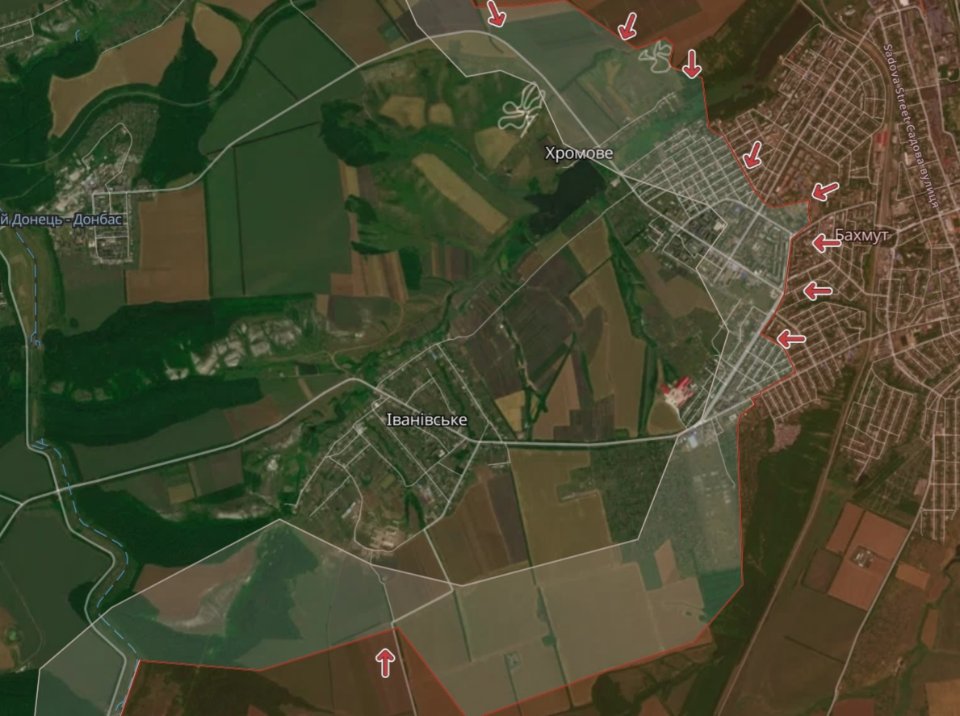 Карта бойових дій Бахмут 9 травня
