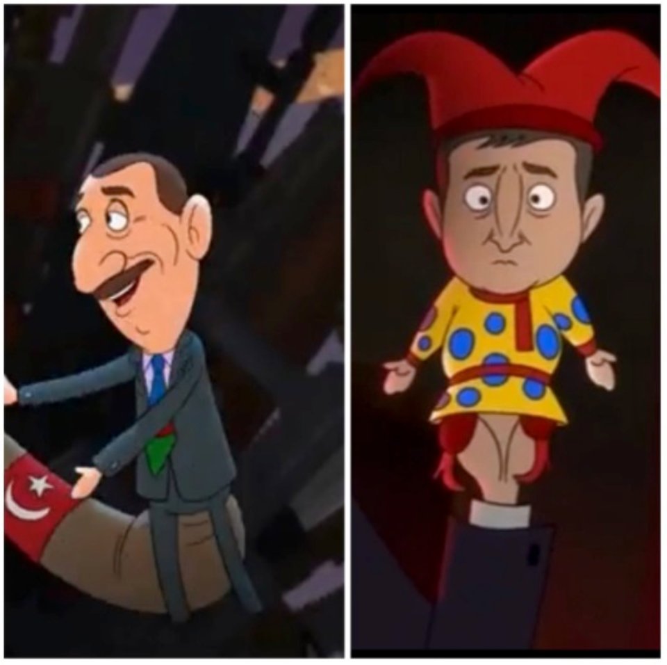 Справа — стоп-кадр із мультфільму Kill Dim , зліва — зі Stop nazi games / VoxUkraine 