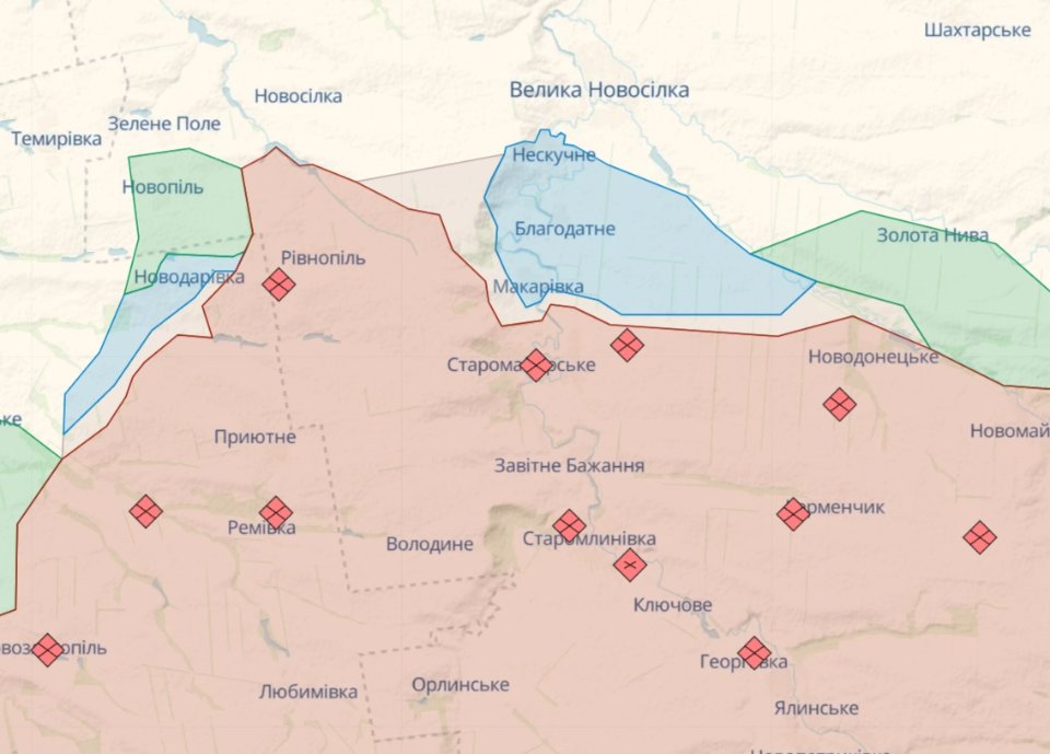 Карта бойових дій Бердянський напрямок 17 червня
