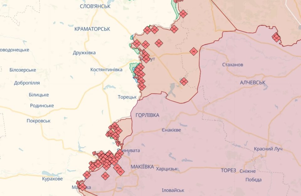 Орієнтовна лінія фронту на сході станом на 30 червня 