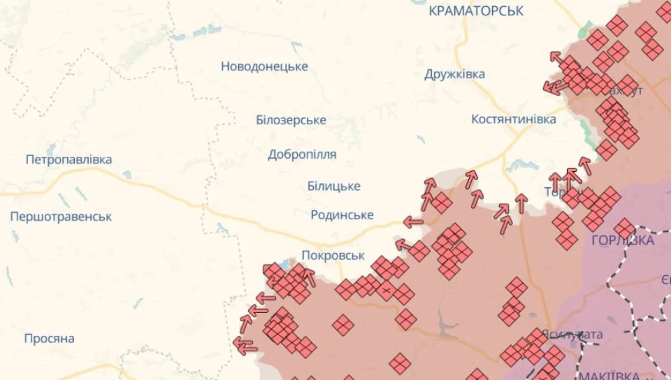 Карта бойових дій в Україні станом на 6 червня 2025 року