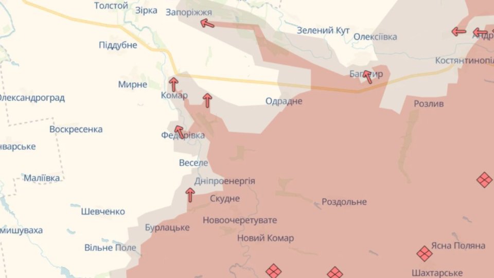Карта бойових дій станом на 16 червня