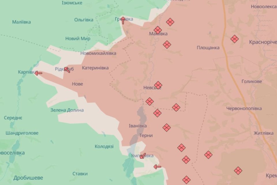 Карта бойових дій станом на 25 червня