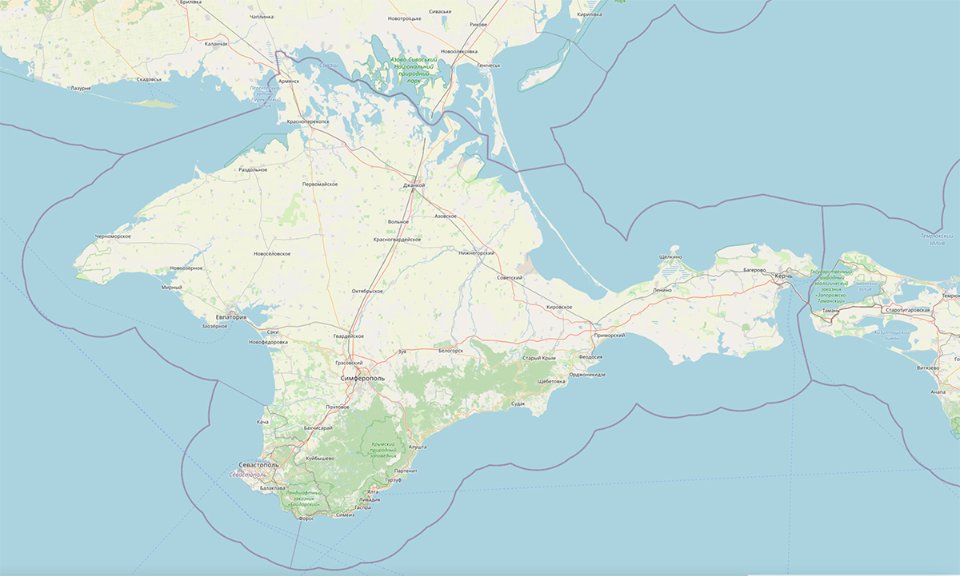 Так зараз зображений Крим на картах OpenStreetMap
