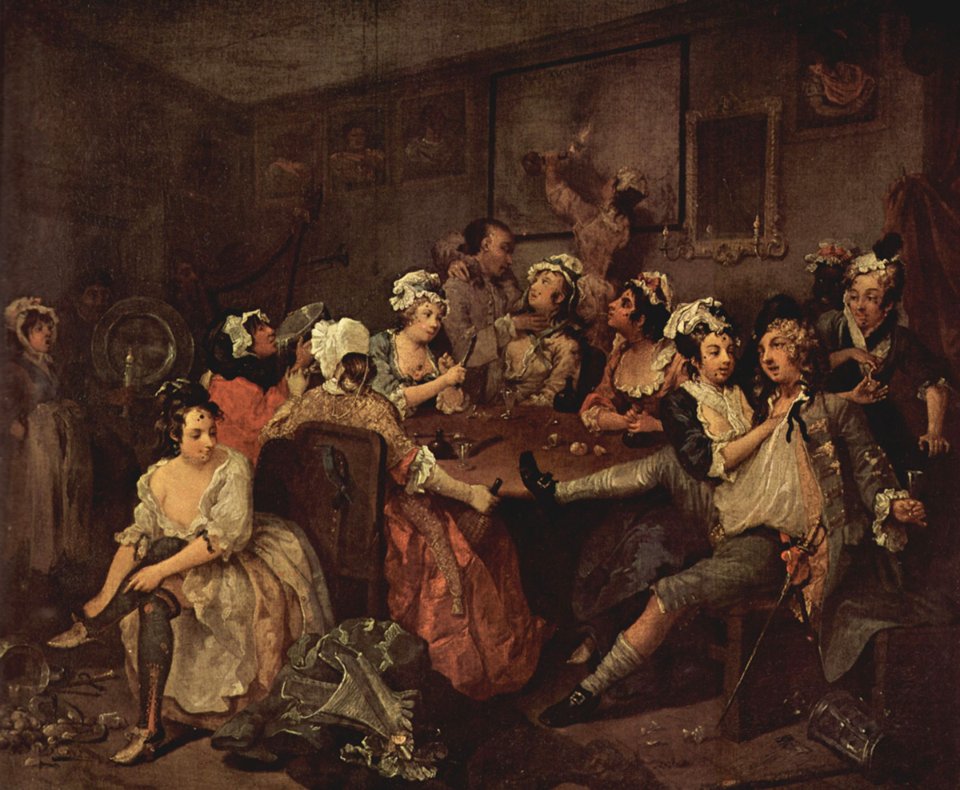 Уильям Хогарт. Сцена в таверне. 1732