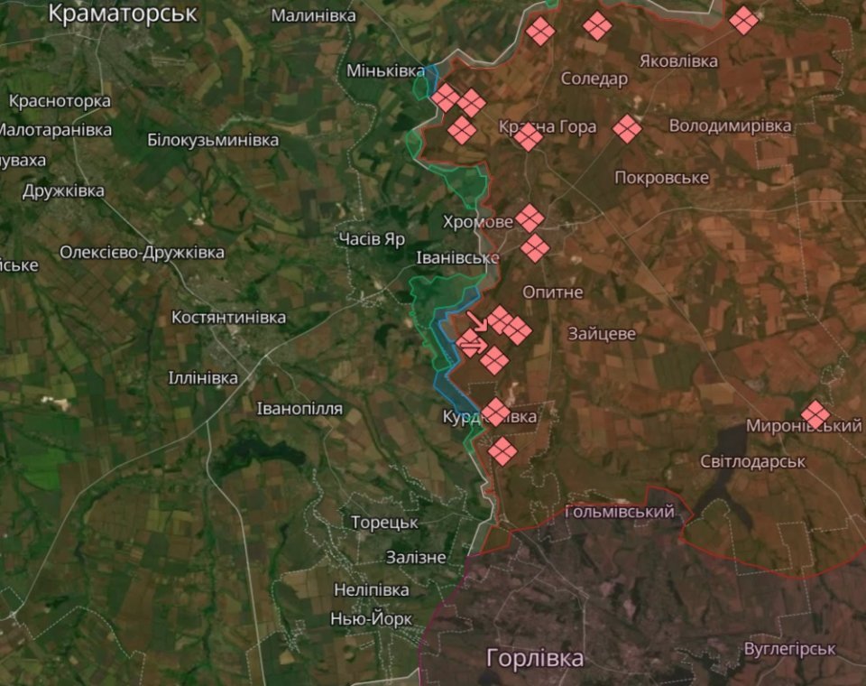 Карта бойових дій на Сході станом на 3 липня