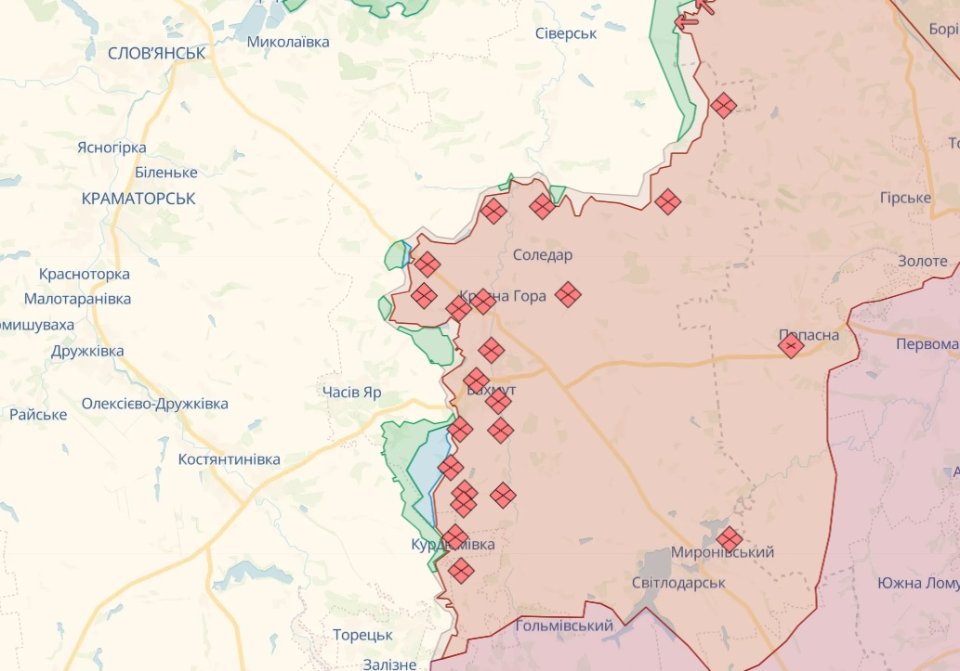 Орієнтовна лінія фронту станом на ранок 22 липня 