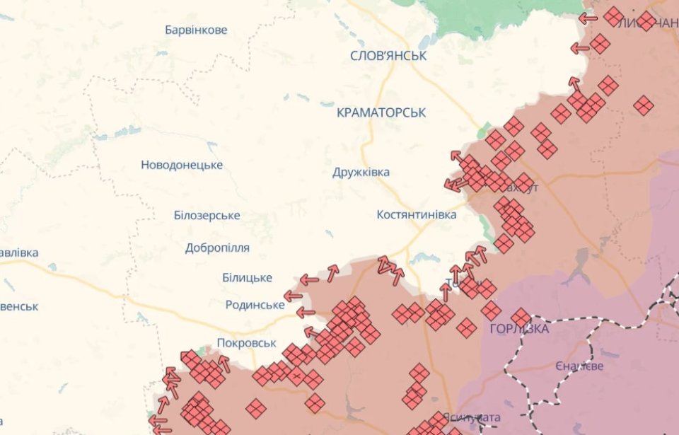 Карта бойових дій в Україні станом на 12 липня 2025 року