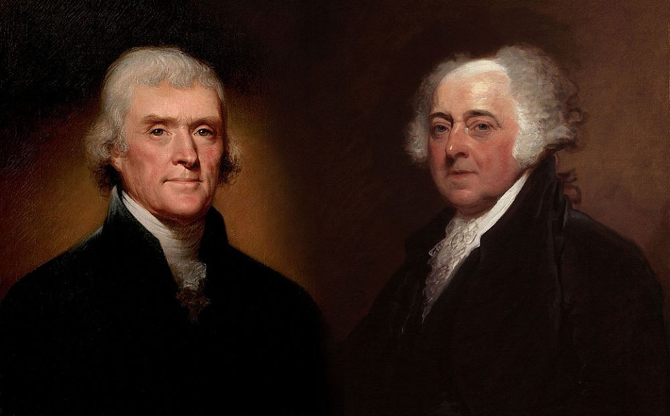 Томас Джефферсон та Джон Адамс. Два батька-засновника США, які двічі конкурували на виборах президента