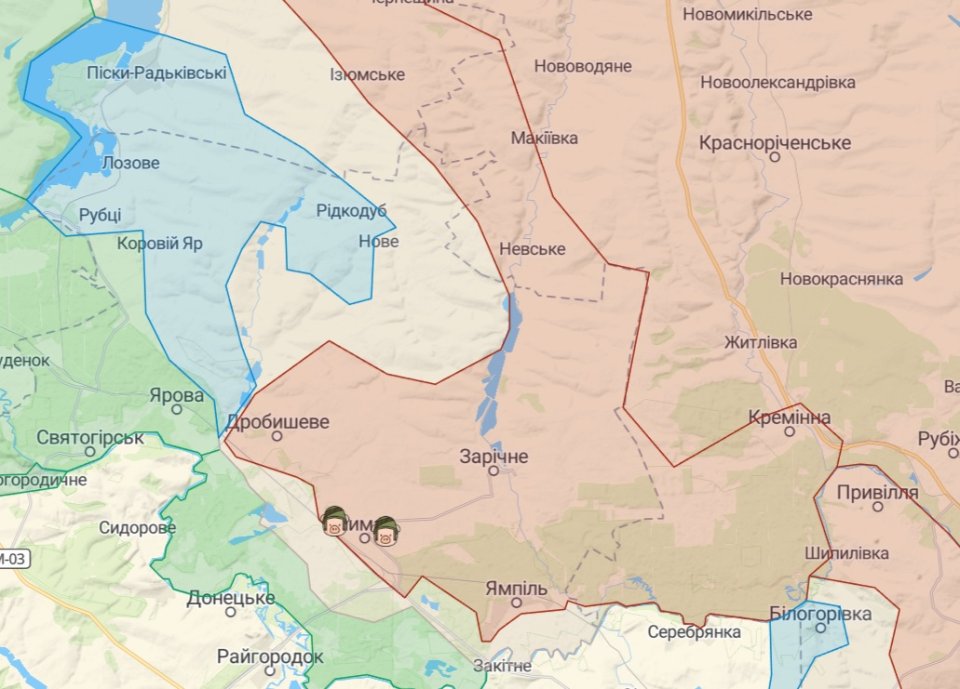 Просування українських військ біля Лиману / Джерело Deep State Map: синім виділено території, звільнені протягом останніх двох тижнів