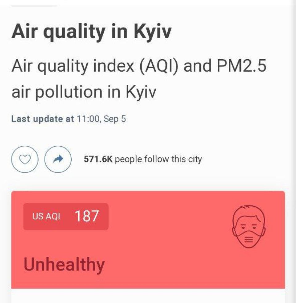 забруднення повітря в Києві 5 вересня